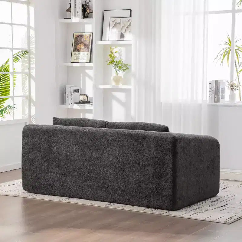 Modern 2-in-1 Convertible Sofa Bed with Pillows, Chenille Foldable Loveseat Floor Sleeper Couch for Living Room or Guest Room - Panipeachy