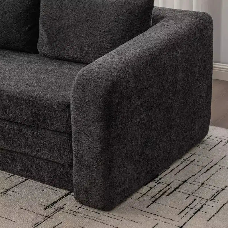 Modern 2-in-1 Convertible Sofa Bed with Pillows, Chenille Foldable Loveseat Floor Sleeper Couch for Living Room or Guest Room - Panipeachy