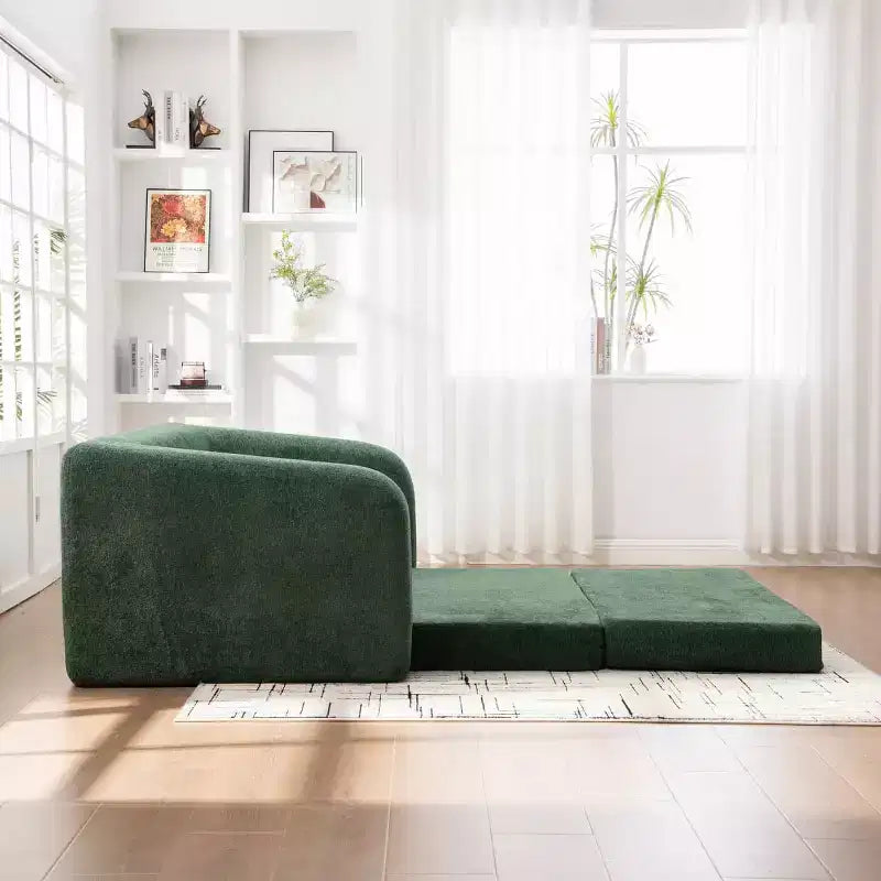 Modern 2-in-1 Convertible Sofa Bed with Pillows, Chenille Foldable Loveseat Floor Sleeper Couch for Living Room or Guest Room - Panipeachy