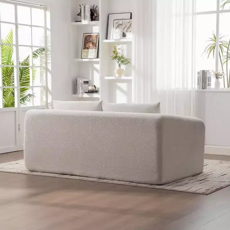 Modern 2-in-1 Convertible Sofa Bed with Pillows, Chenille Foldable Loveseat Floor Sleeper Couch for Living Room or Guest Room - Panipeachy