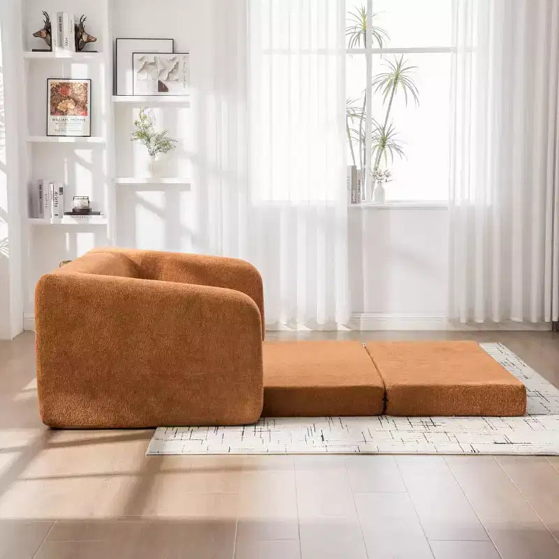 Modern 2-in-1 Convertible Sofa Bed with Pillows, Chenille Foldable Loveseat Floor Sleeper Couch for Living Room or Guest Room - Panipeachy