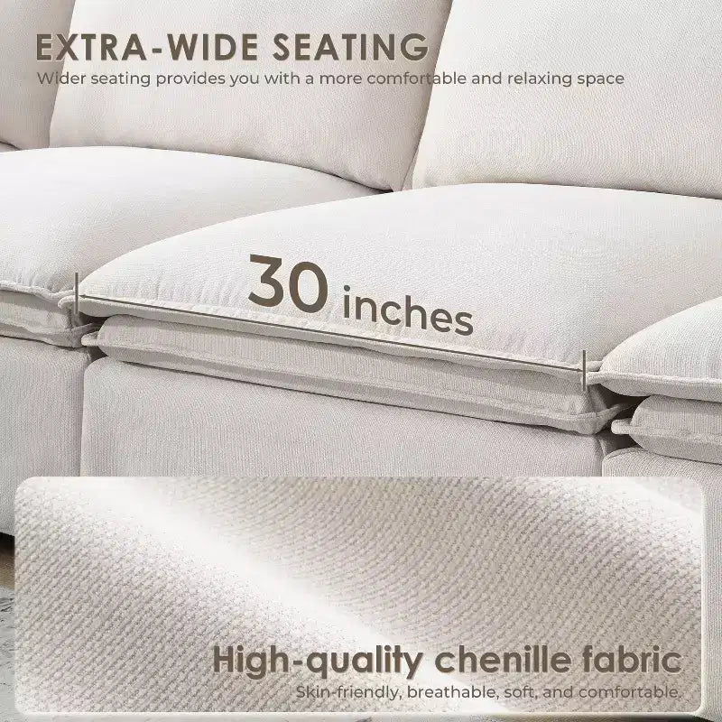 GDFStudio Nelson Modern 125.5 Chenille Oversized L-Shaped Modular Sectional Sofa with Movable Ottoman
