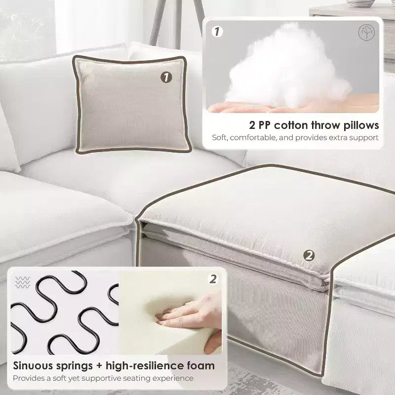 GDFStudio Nelson Modern 125.5 Chenille Oversized L-Shaped Modular Sectional Sofa with Movable Ottoman
