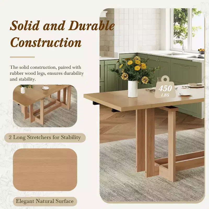 GDFStudio Elba 82 7 Piece Rubberwood Upholstered Dining Set with Trestle Extendable Table