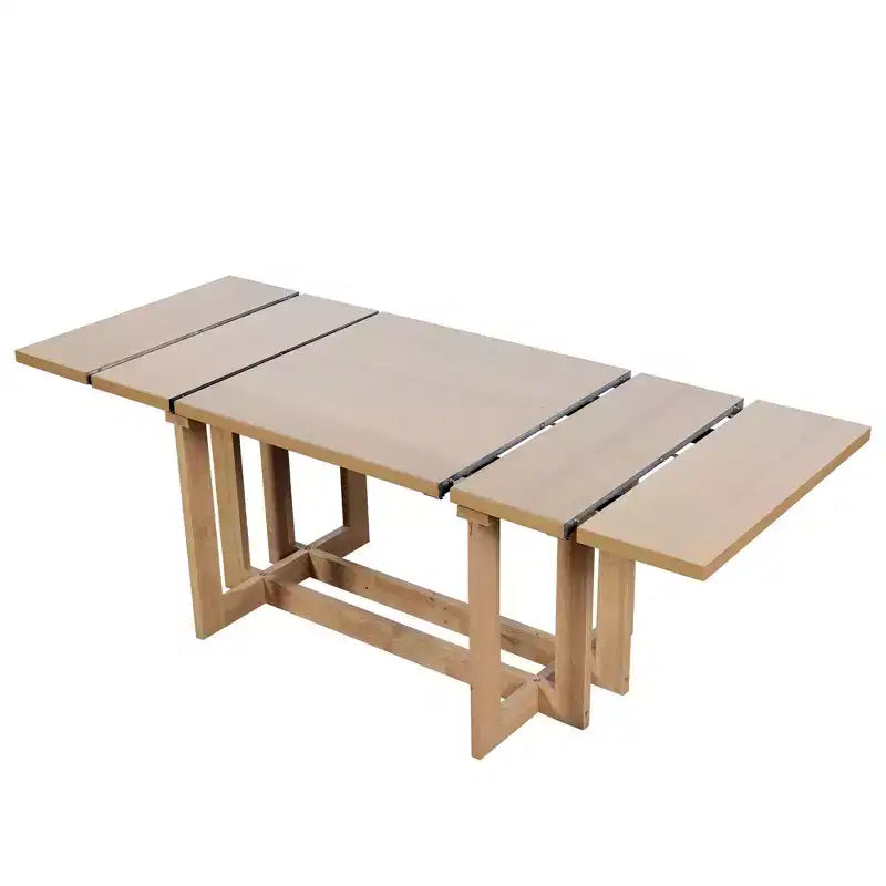 GDFStudio Elba 82 7 Piece Rubberwood Upholstered Dining Set with Trestle Extendable Table