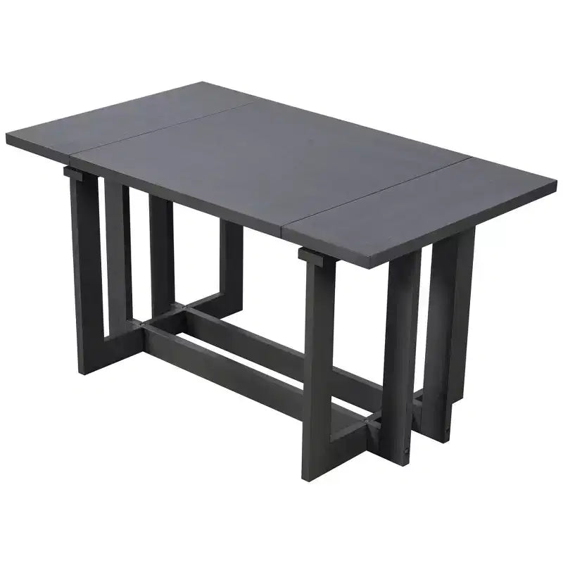 GDFStudio Elba 82 7 Piece Rubberwood Upholstered Dining Set with Trestle Extendable Table