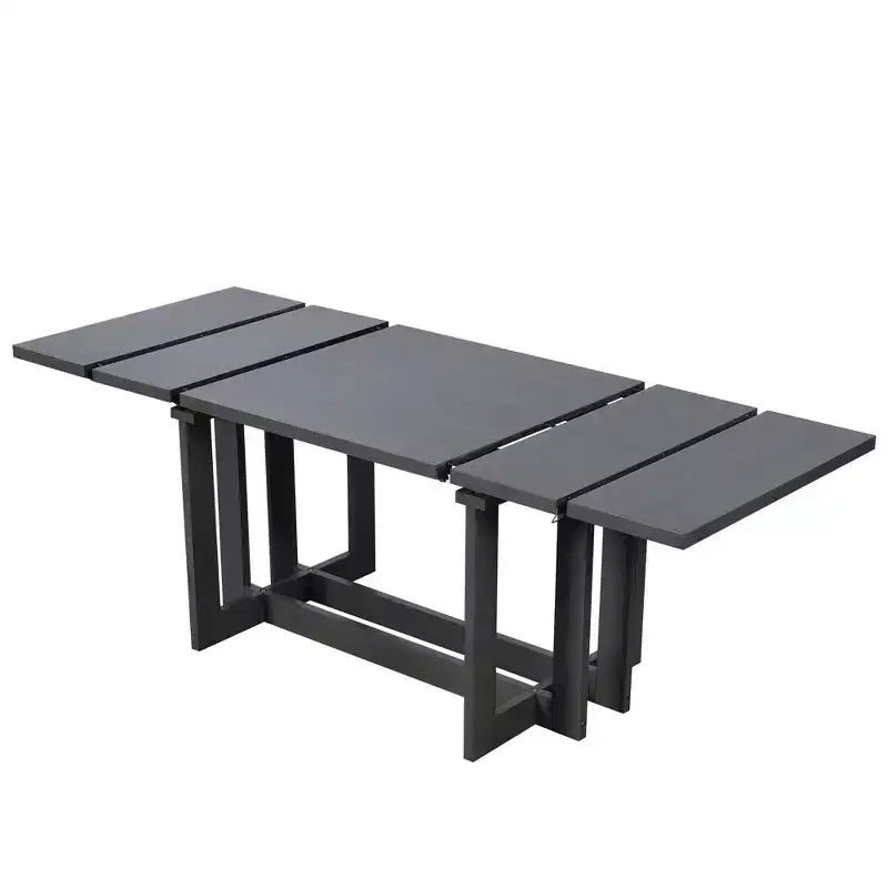 GDFStudio Elba 82 7 Piece Rubberwood Upholstered Dining Set with Trestle Extendable Table