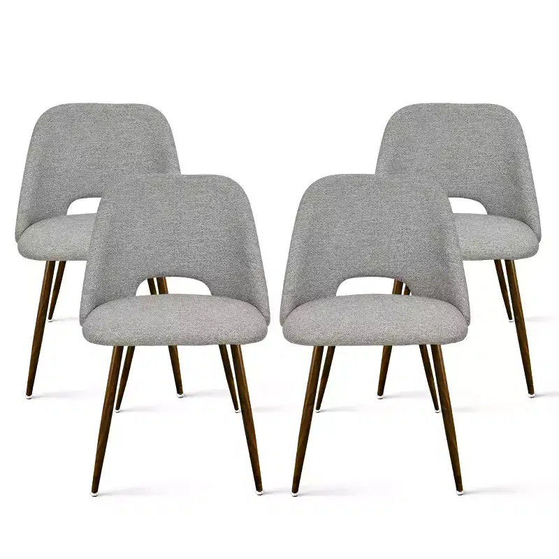 5 Piece Dining Set for 4 Round Walunut Dining Table with Metal Pedestal Base + 4 Upholstered Armless Chairs for Dining Room,Kitchen-Panipeachy