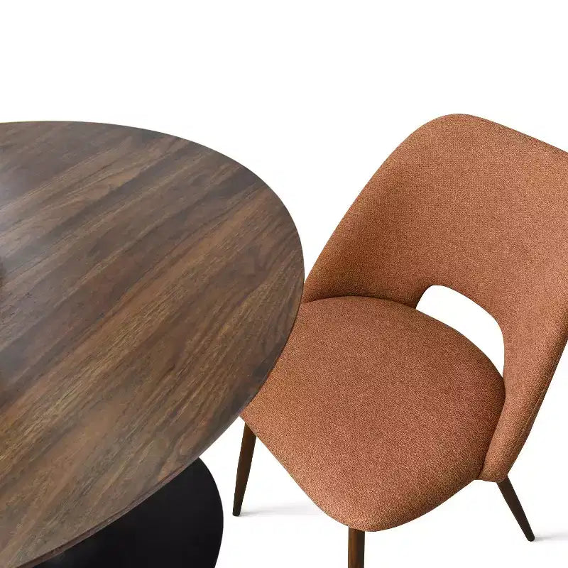 5 Piece Dining Set for 4 Round Walunut Dining Table with Metal Pedestal Base + 4 Upholstered Armless Chairs for Dining Room,Kitchen-Panipeachy