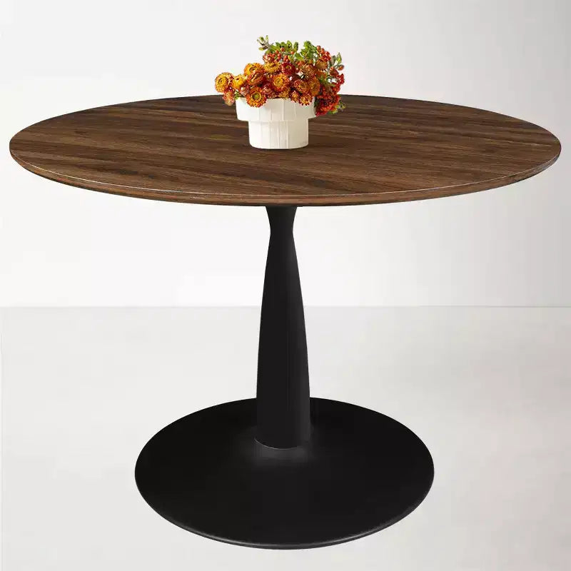 5 Piece Dining Set for 4 Round Walunut Dining Table with Metal Pedestal Base + 4 Upholstered Armless Chairs for Dining Room,Kitchen-Panipeachy