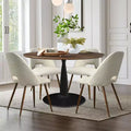 5 Piece Dining Set for 4 Round Walunut Dining Table with Metal Pedestal Base + 4 Upholstered Armless Chairs for Dining Room,Kitchen-Panipeachy
