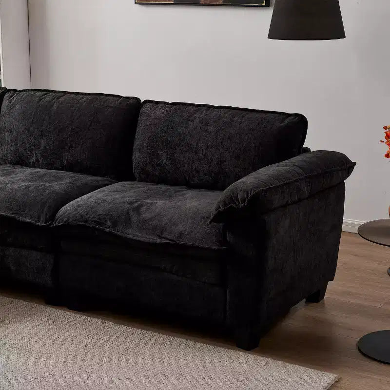 GDFStudio Hui 120.1 Modern 3-Seater L-Shape Chenille Upholstered Sectional Sofa with Ottoman
