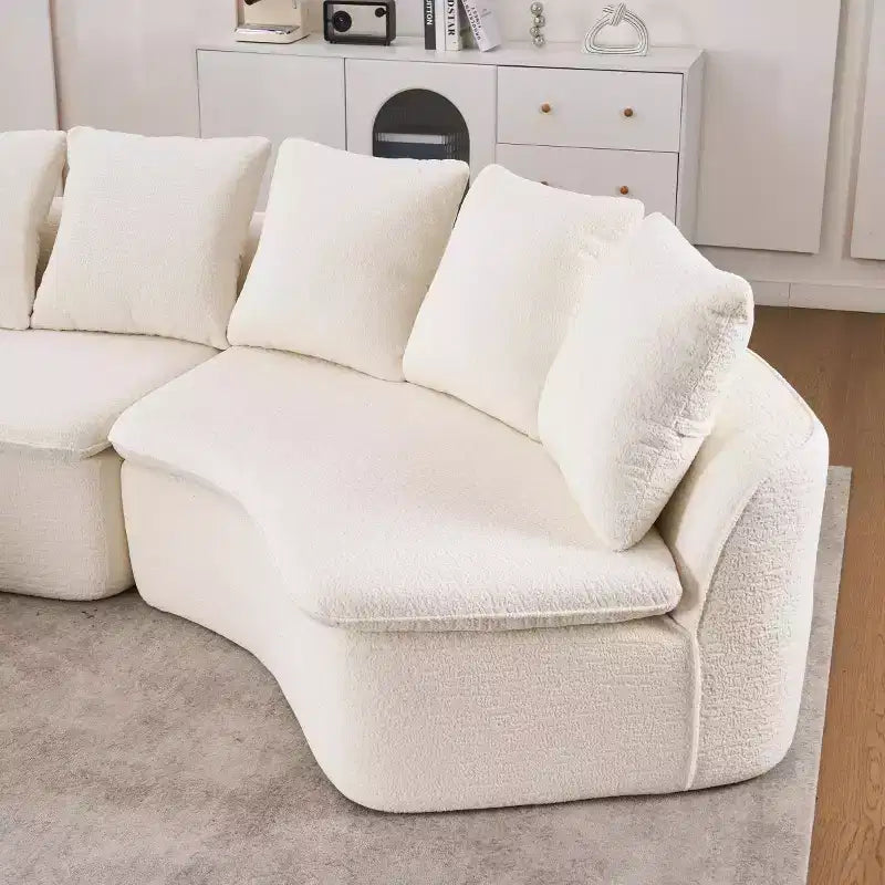 133 Modern Curved Modular Sectional Sofa with Ottoman, 3-Seat Soft Chenille Cloud Sectional Couch for Living Room or Lounge-Panipeachy