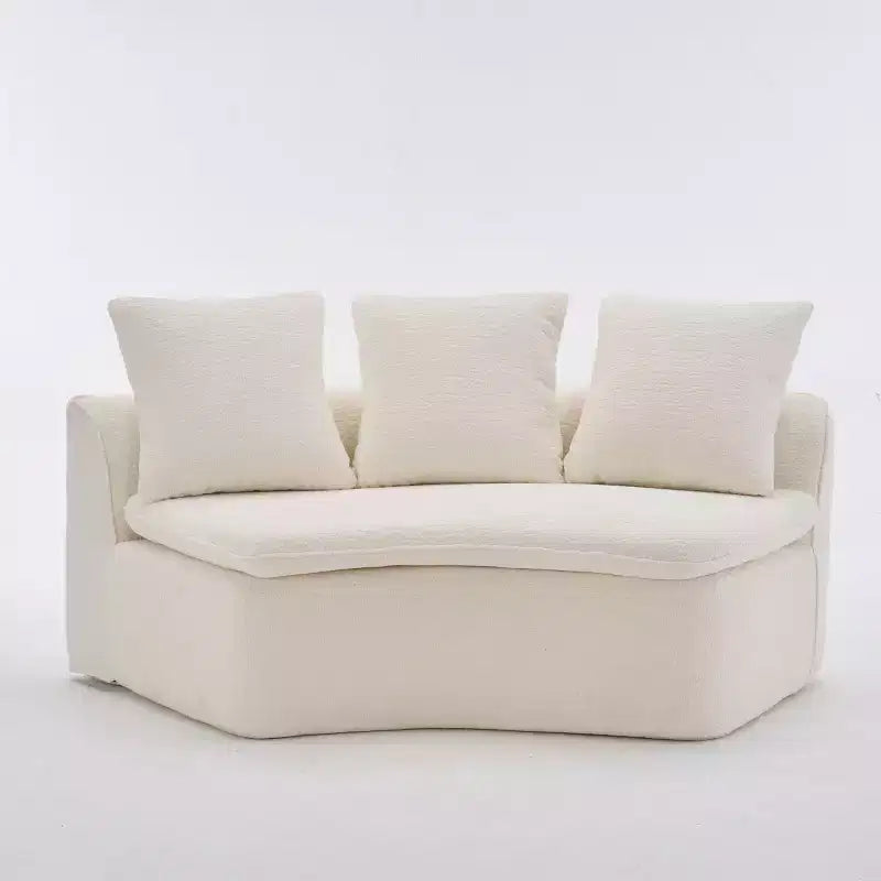 133 Modern Curved Modular Sectional Sofa with Ottoman, 3-Seat Soft Chenille Cloud Sectional Couch for Living Room or Lounge-Panipeachy