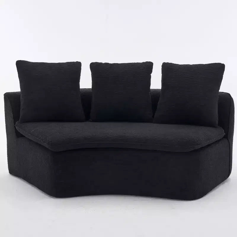 133 Modern Curved Modular Sectional Sofa with Ottoman, 3-Seat Soft Chenille Cloud Sectional Couch for Living Room or Lounge-Panipeachy