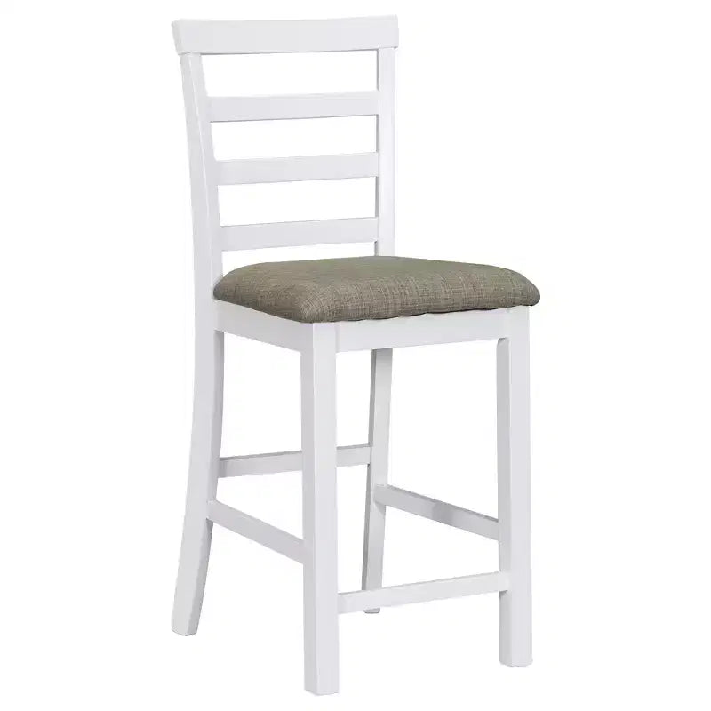 Farmhouse 5 Pieces Counter Height Dining Set with Chairs for 4, Wooden Rectangular Table with Storage Shelves and Bar Wine Compartment