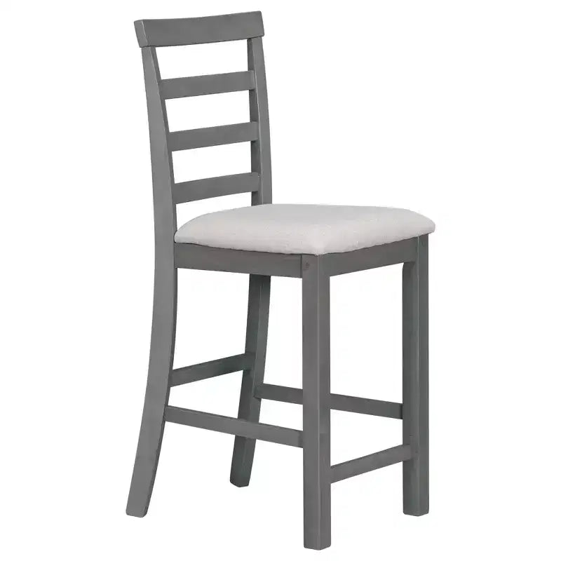 Farmhouse 5 Pieces Counter Height Dining Set with Chairs for 4, Wooden Rectangular Table with Storage Shelves and Bar Wine Compartment
