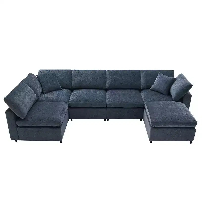 Polibi 6-Piece Modular Chenille Cloud Sofa Bed with Ottoman
