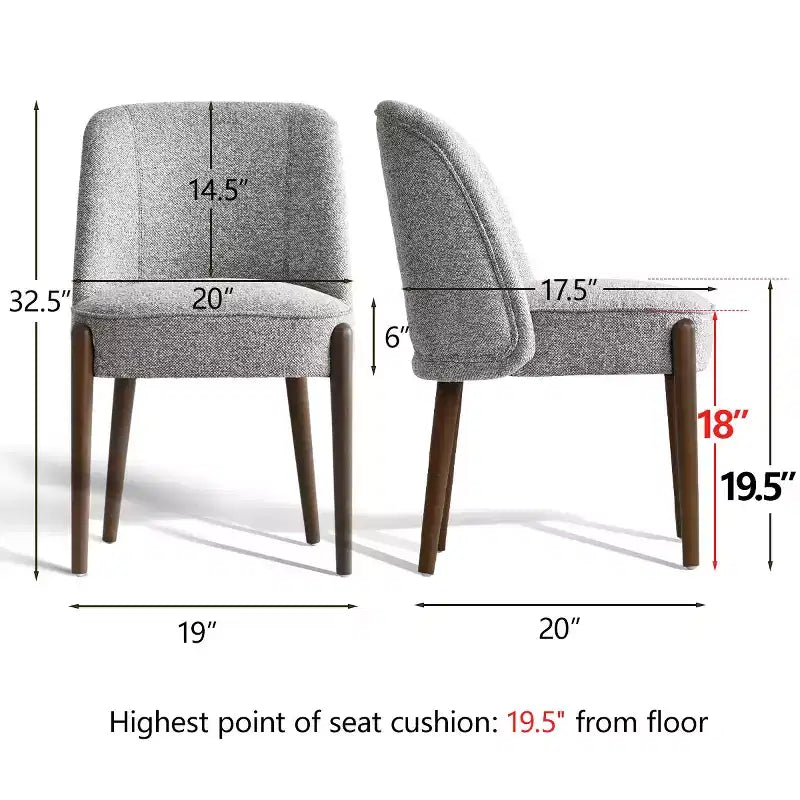 5-Piece Modern Dining Room Set for 4, Charcoal Round Table with 4 Upholstered Dining Chairs with Wood Legs for Dining Room or Farmhouse-Panipeachy