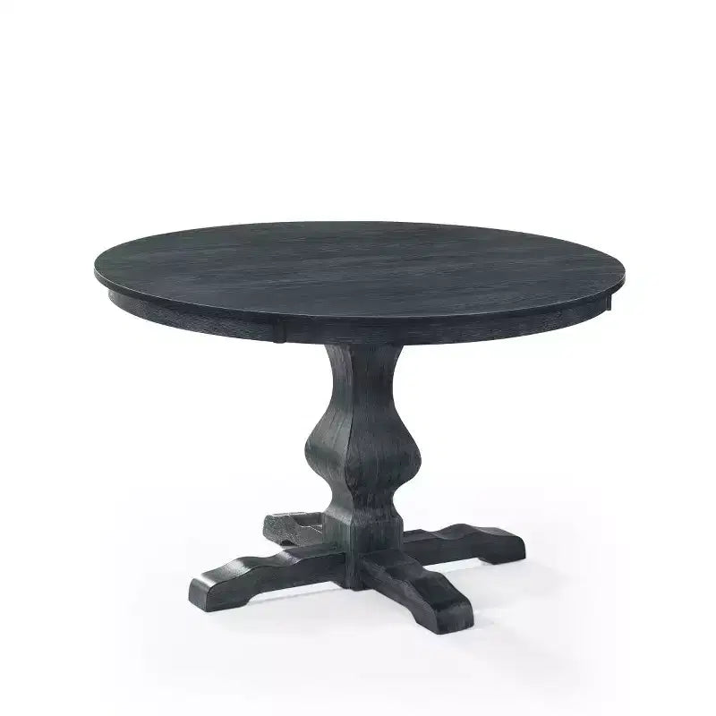 5-Piece Modern Dining Room Set for 4, Charcoal Round Table with 4 Upholstered Dining Chairs with Wood Legs for Dining Room or Farmhouse-Panipeachy