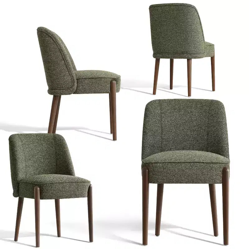 5-Piece Modern Dining Room Set for 4, Charcoal Round Table with 4 Upholstered Dining Chairs with Wood Legs for Dining Room or Farmhouse-Panipeachy