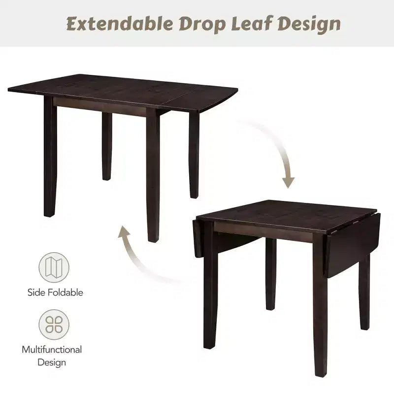 GDFStudio Torquil 3 Piece Ruberwood Dining Set with Foldable Dining Table and 2 X-back Chairs