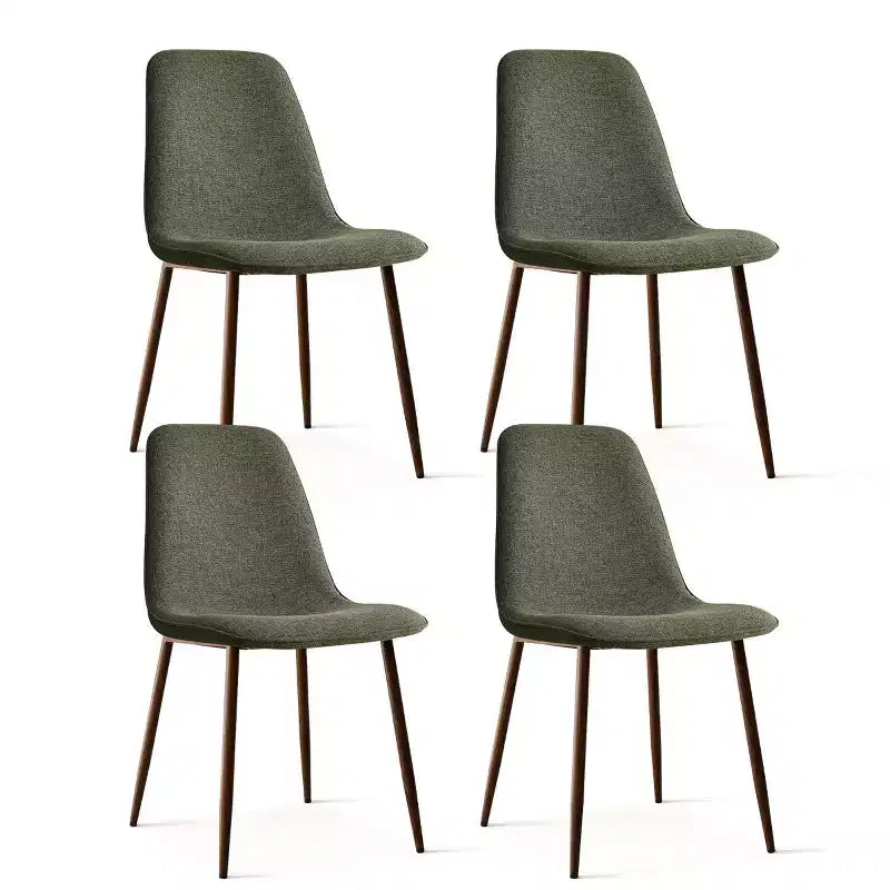5 Pcs Dining Set for 4 Round Dining Table with Crossed Metal Legs and Oak Grain Upholstered Chairs for Kitchen and Dining Room - Panipeachy