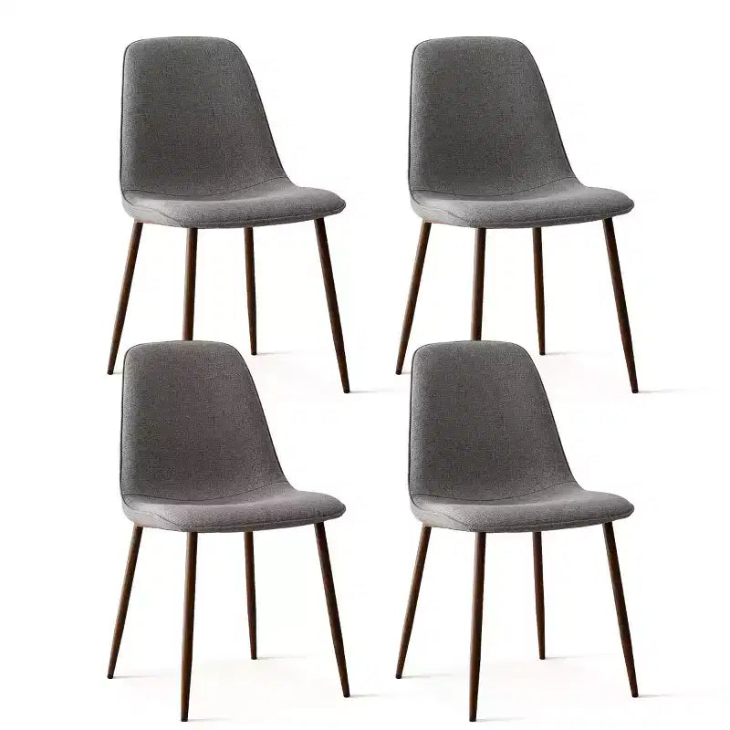 5 Pcs Dining Set for 4 Round Dining Table with Crossed Metal Legs and Oak Grain Upholstered Chairs for Kitchen and Dining Room - Panipeachy