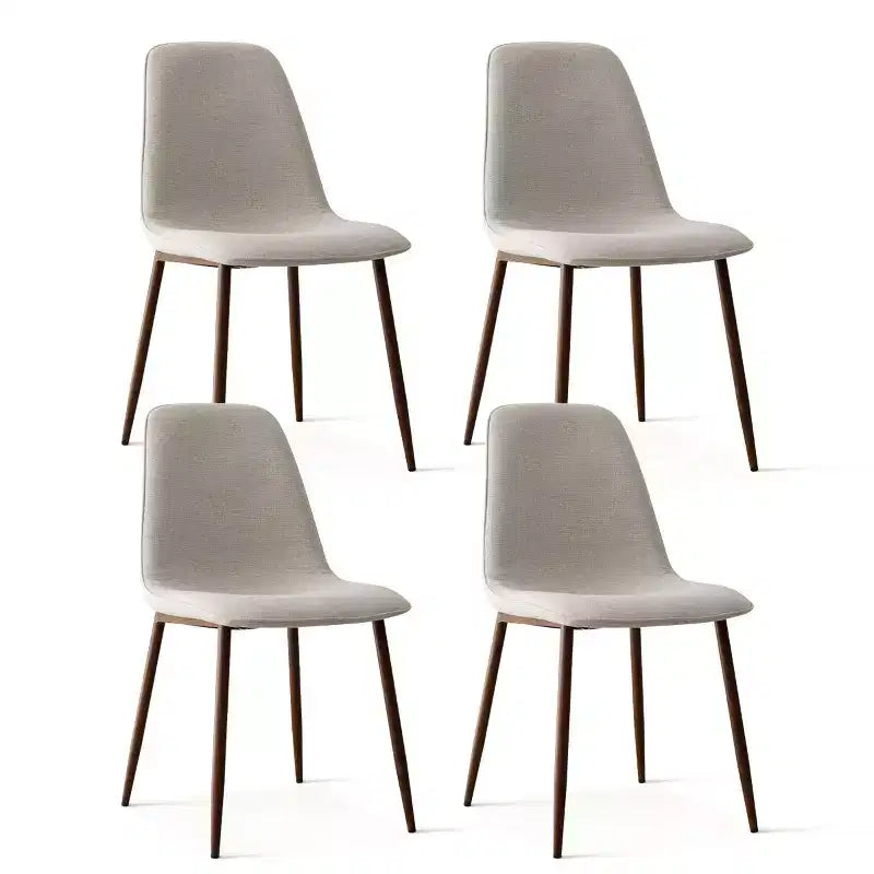 5 Pcs Dining Set for 4 Round Dining Table with Crossed Metal Legs and Oak Grain Upholstered Chairs for Kitchen and Dining Room - Panipeachy