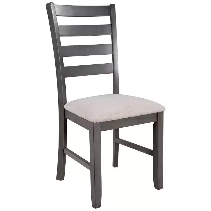 Farmhouse 6 Pieces Dining Table Set with Bench, Wood Rectangle Table and 4 Upholstered Chairs for Kitchen, Gray