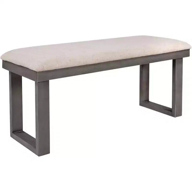 Farmhouse 6 Pieces Dining Table Set with Bench, Wood Rectangle Table and 4 Upholstered Chairs for Kitchen, Gray