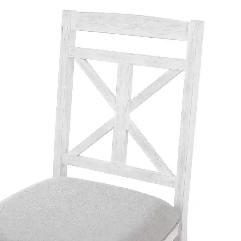 Farmhouse Extendable Round Dining Set for 4, Kitchen Dining Table Set with 4 Upholstered Dining Chairs for Dining Room