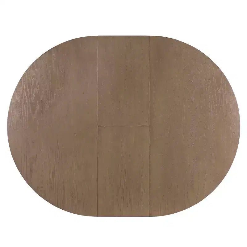 Farmhouse Extendable Round Dining Set for 4, Kitchen Dining Table Set with 4 Upholstered Dining Chairs for Dining Room