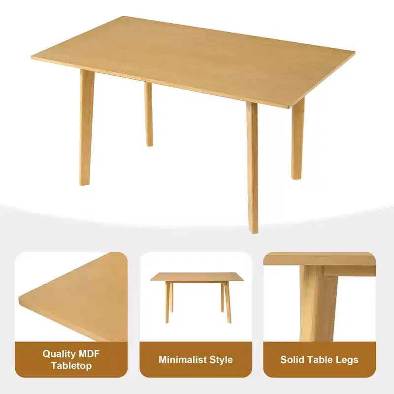 GDFStudio Dalton 7-Piece Modern Dining Set - Rectangular Solid Wood Table & Upholstered Linen Chairs