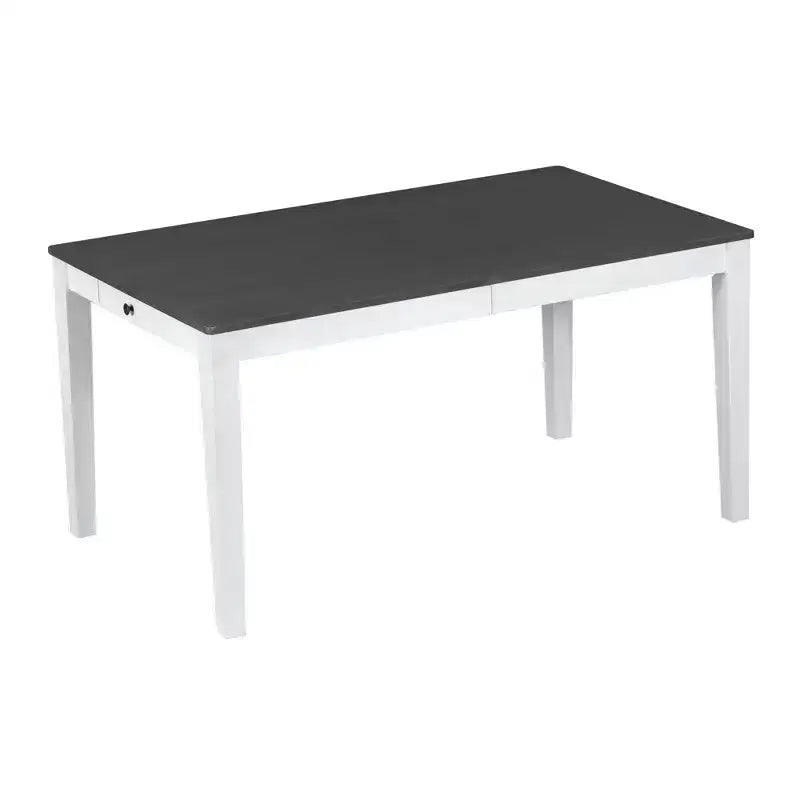 Rustic Extendable Dining Table Set for 6, 7 Pieces Rectangle Dining Table with 6 Upholstered Chairs, Kitchen Table Set with 2 Drawers