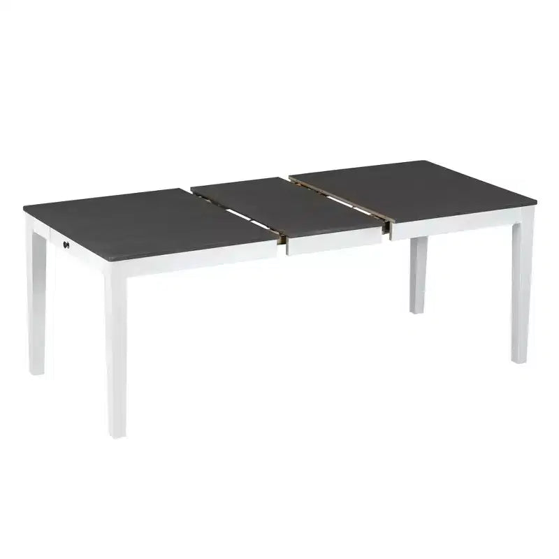 Rustic Extendable Dining Table Set for 6, 7 Pieces Rectangle Dining Table with 6 Upholstered Chairs, Kitchen Table Set with 2 Drawers