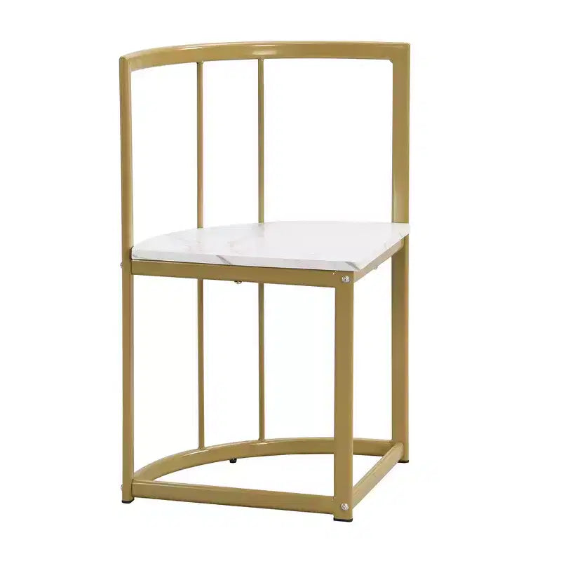 Modern Marble Dining Table Set for 6 with Metal Frame, Rectangular Marble Sticker Table and 6 Chairs for Dining Room Kitchen