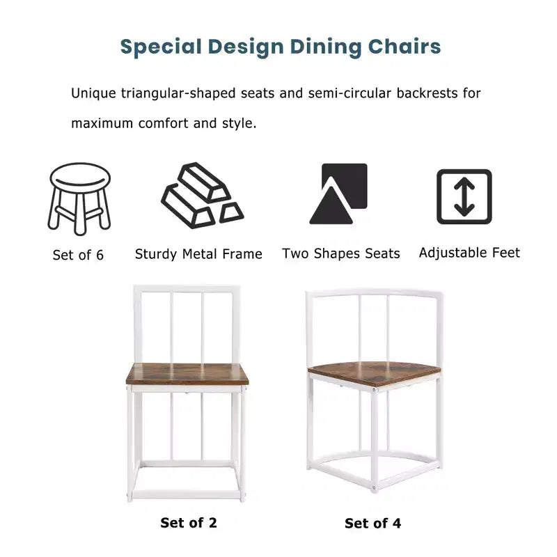 Modern Marble Dining Table Set for 6 with Metal Frame, Rectangular Marble Sticker Table and 6 Chairs for Dining Room Kitchen