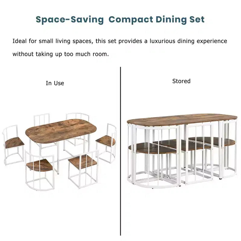 Modern Marble Dining Table Set for 6 with Metal Frame, Rectangular Marble Sticker Table and 6 Chairs for Dining Room Kitchen