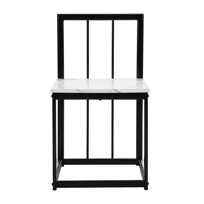 Modern Marble Dining Table Set for 6 with Metal Frame, Rectangular Marble Sticker Table and 6 Chairs for Dining Room Kitchen