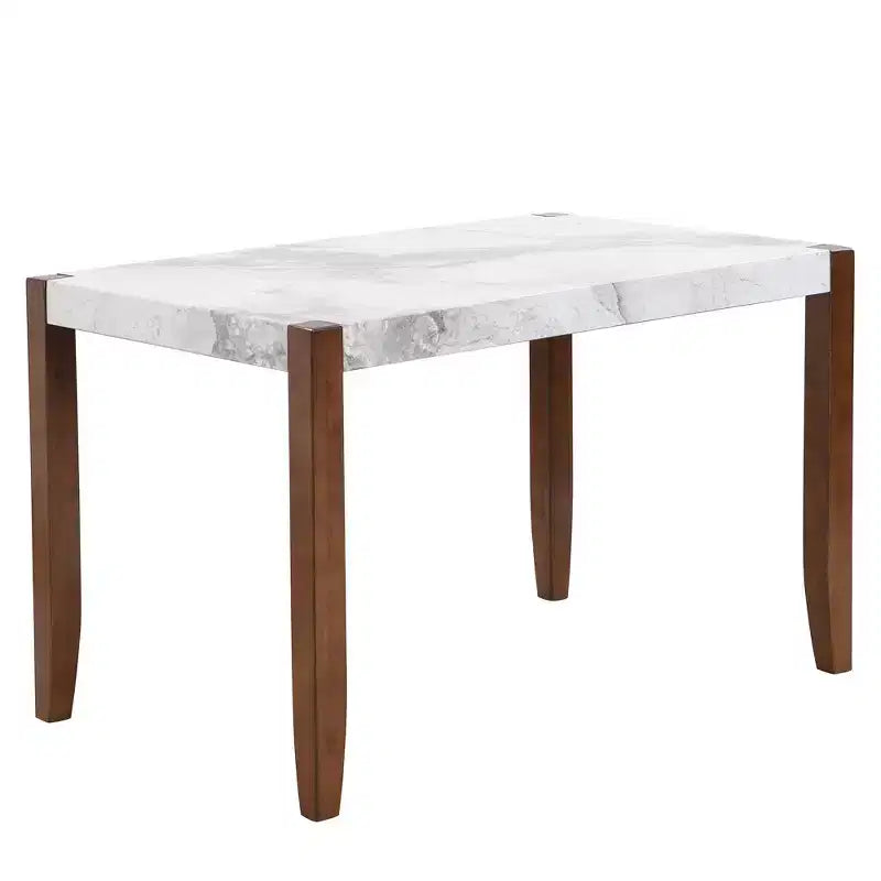 Faux Marble Dining Table Set for 4, 5 Pieces Rectangle Dining Table with 4 Upholstered Chairs for Small Space Kictchen