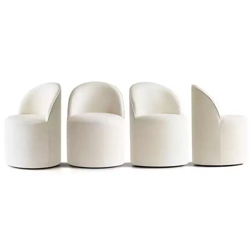 Dining Table Set for 4, Upholstered Barrel Chair with Castors and Round Pedestal Table for Kitchen or Breakfast Nook-Panipeachy
