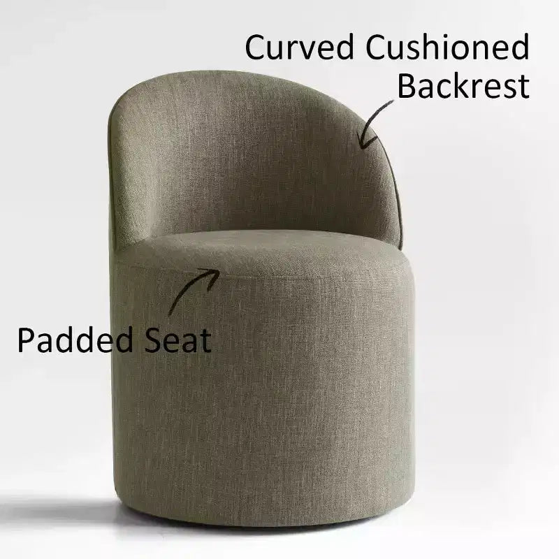 Dining Table Set for 4, Upholstered Barrel Chair with Castors and Round Pedestal Table for Kitchen or Breakfast Nook-Panipeachy