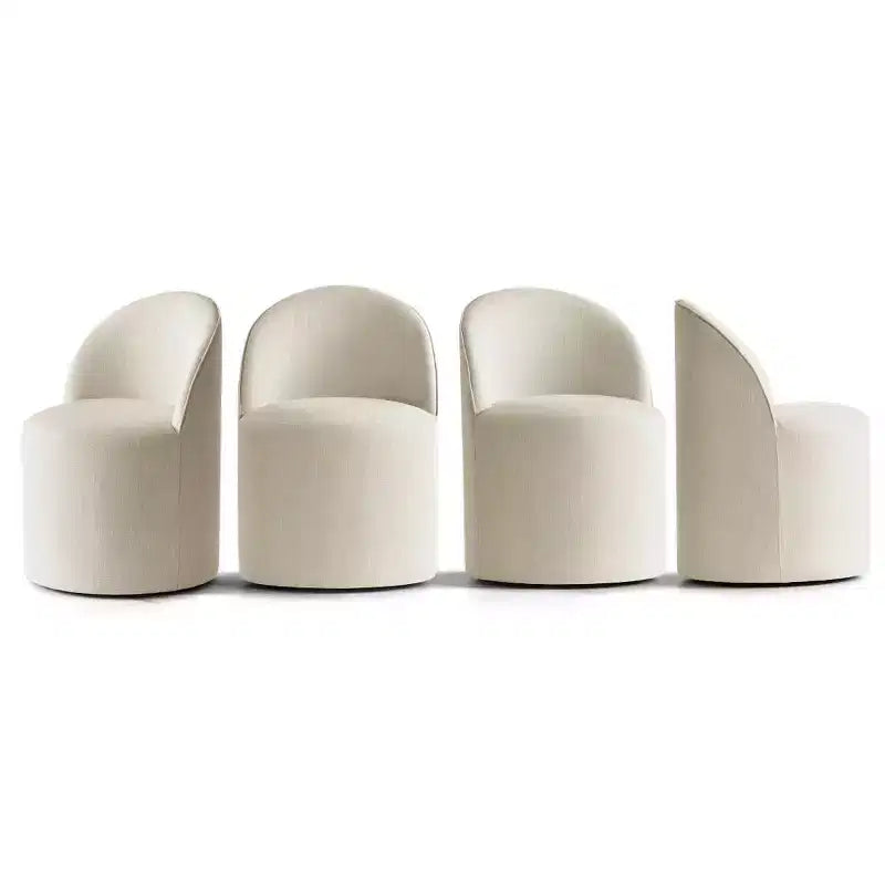 Dining Table Set for 4, Upholstered Barrel Chair with Castors and Round Pedestal Table for Kitchen or Breakfast Nook-Panipeachy