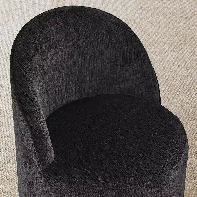 5-Piece Dining Table Set for 4, Modern Barrel Chair with Wheels and Chenille Upholstery, Black Round Pedestal Table-Panipeachy