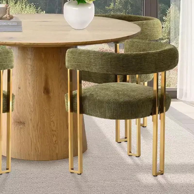 47-83 Extendable Dining Table Set for 4, Natural Wood-Tone Table and 4 Chenille Chairs with Metal Legs, Ideal for Kitchen-Panipeachy