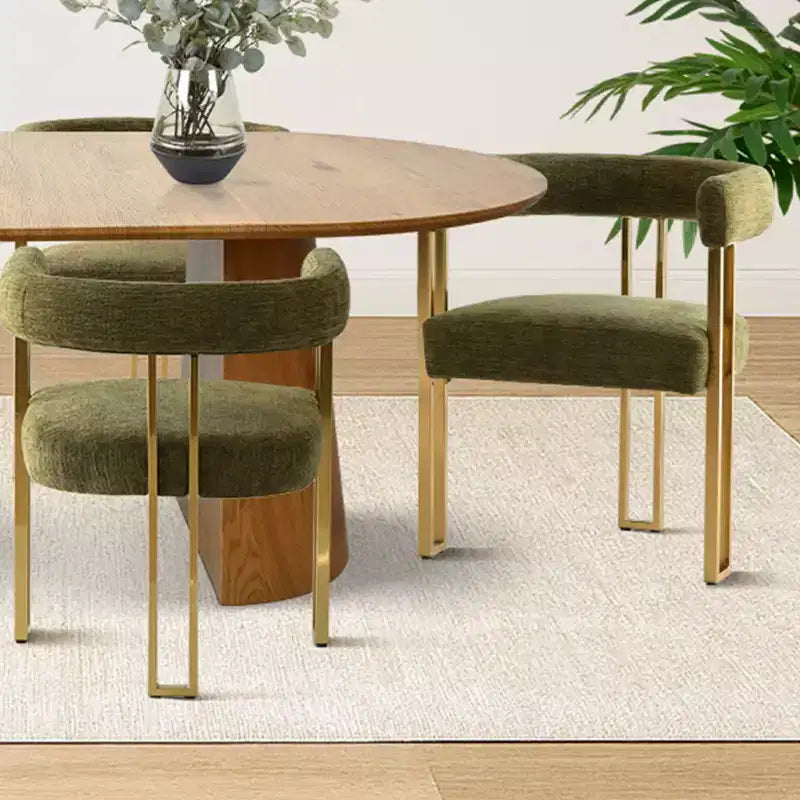 3-in-1 Oval Extendable Dining Table Set with 6 Chenille Upholstered Chairs Featuring Gold Metal Legs, Versatile Dining Furniture-Panipeachy