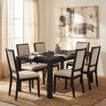 Modern Dining Set - 80 Table + 6 Cushioned Chairs, Solid Wood Frame, 400lbs Table Capacity, Easy Assembly