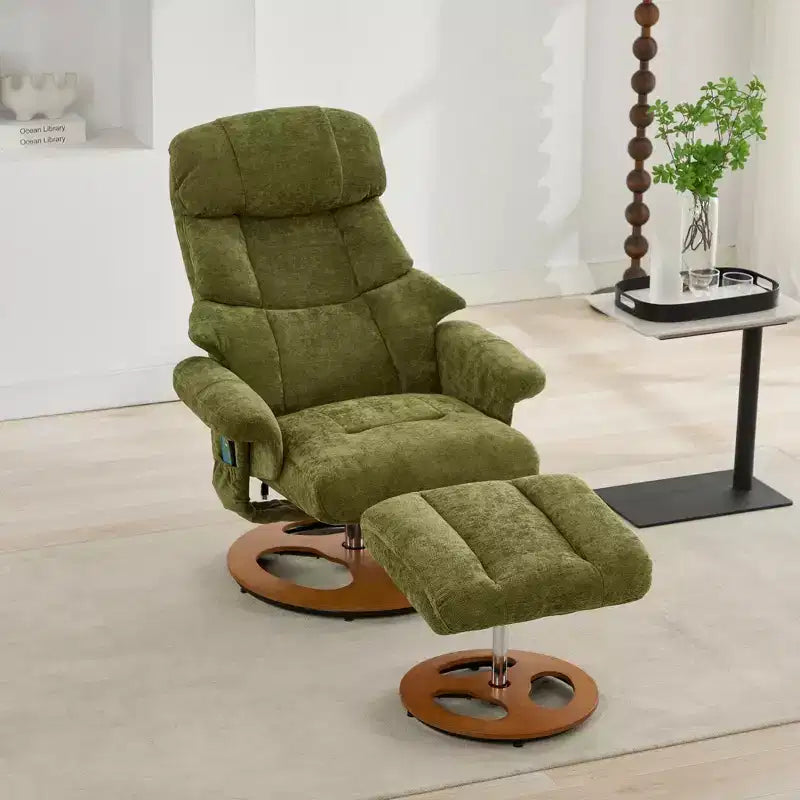 GDFStudio Mirna Ergonomic Chenille Upholstered Swivel Recliner Chair with Ottoman