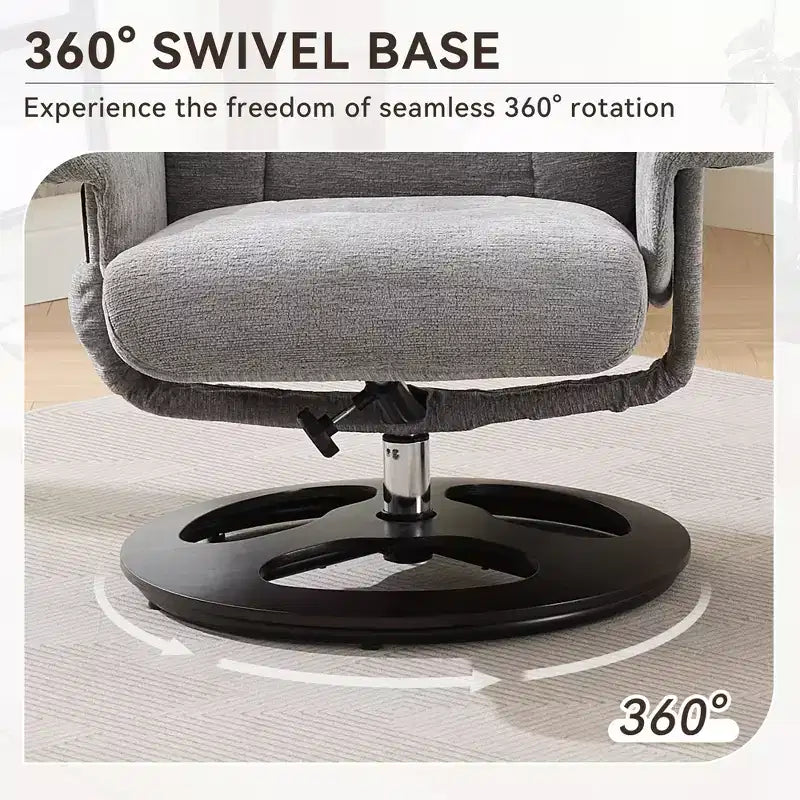 GDFStudio Mirna Ergonomic Chenille Upholstered Swivel Recliner Chair with Ottoman